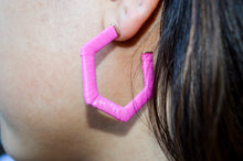 Load image into Gallery viewer, Hot Pink Hexagon Hoops
