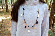 Load image into Gallery viewer, Long Black/Gold Tassel Necklace
