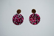 Load image into Gallery viewer, Pink Leopard Disk Earrings
