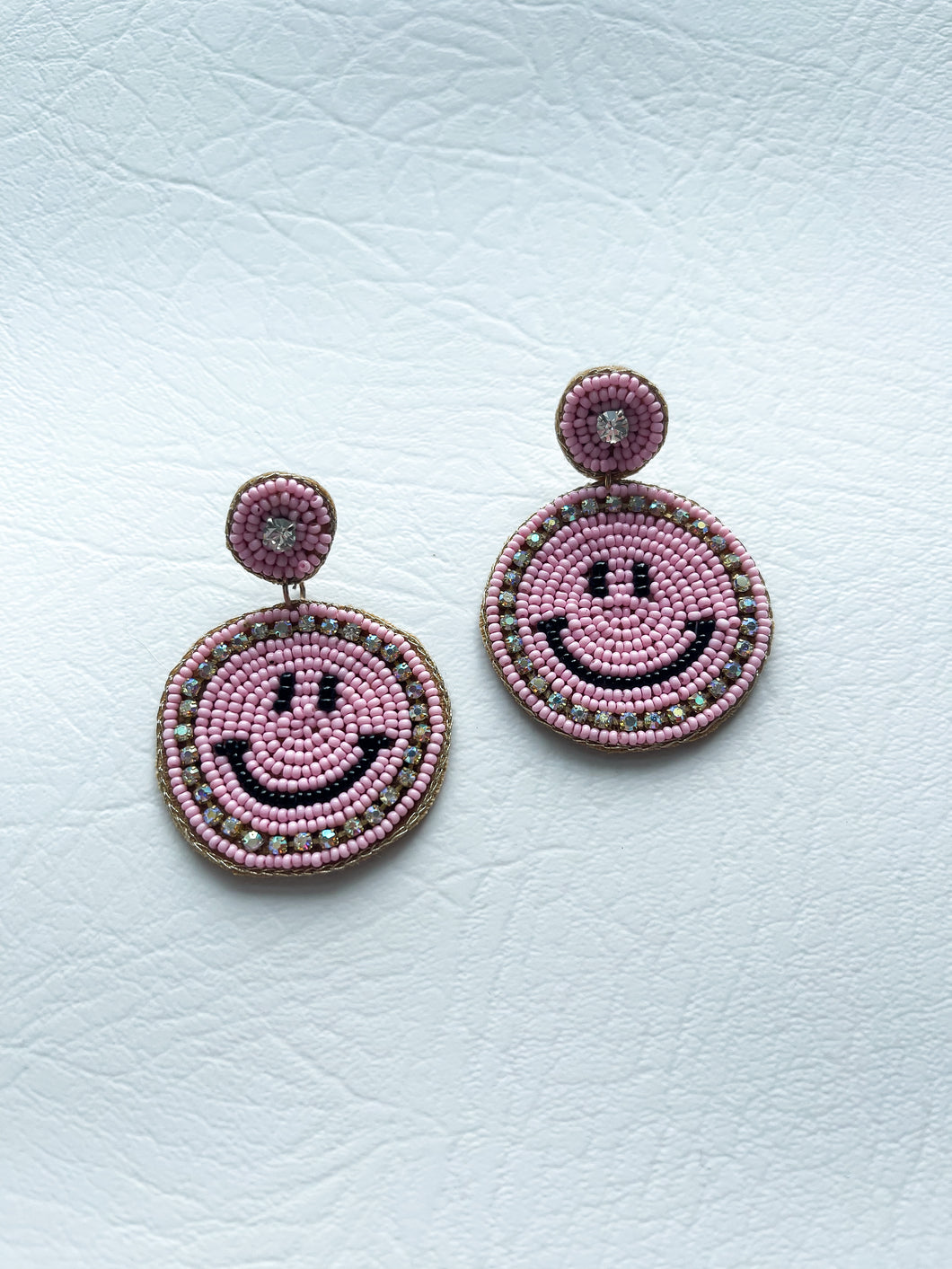 Smiley Face Earrings - Pink