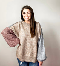 Load image into Gallery viewer, Oatmeal Colorblock Sweater

