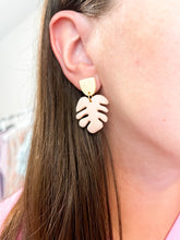 Load image into Gallery viewer, Blush Tropical Leaf Clay Earrings
