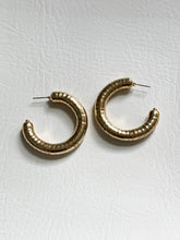 Load image into Gallery viewer, Gold Snakeskin Hoops
